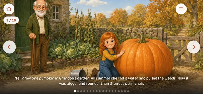 The Big Pumpkin open in the DreamBug reader on a phone